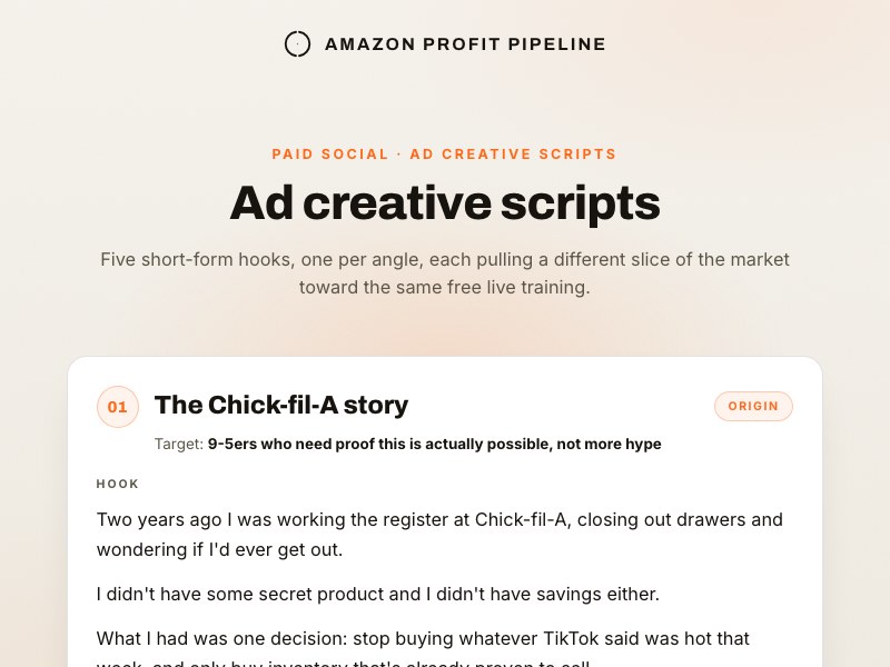 Ad creative scripts preview